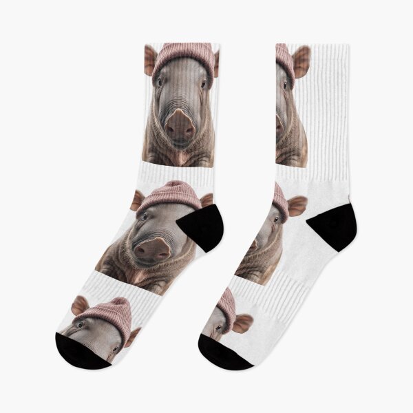 Item preview, Cozy Babirusa Wearing Pink Winter Hat Trendy Animal Fashion Artwork designed and sold by LazyOwlStore.
