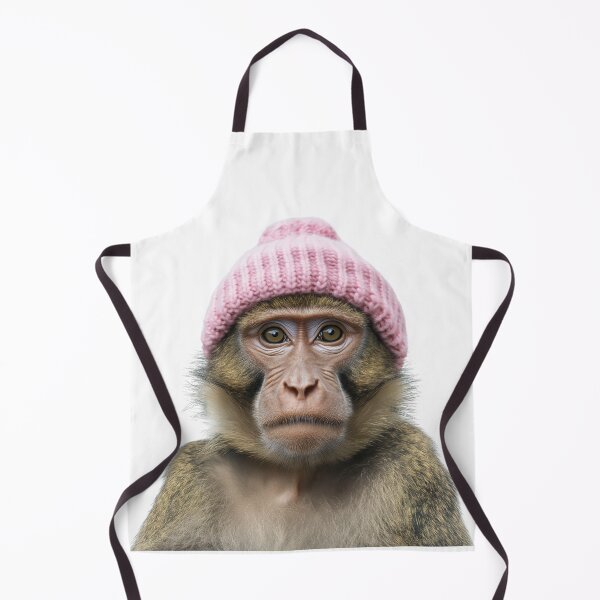 Item preview, Cozy Baboon Wearing Pink Winter Hat Trendy Animal Fashion Artwork designed and sold by LazyOwlStore.