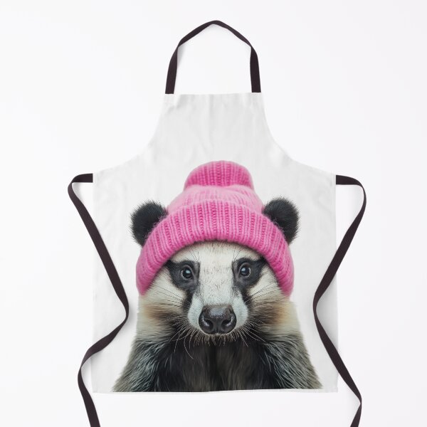 Item preview, Cozy Badger Wearing Pink Winter Hat Trendy Animal Fashion Artwork designed and sold by LazyOwlStore.