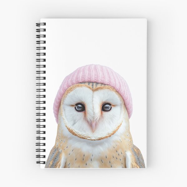 Item preview, Cozy Barn Owl Wearing Pink Winter Hat Trendy Animal Fashion Artwork designed and sold by LazyOwlStore.