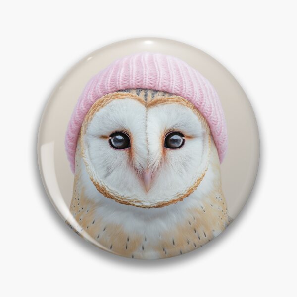 Item preview, Cozy Barn Owl Wearing Pink Winter Hat Trendy Animal Fashion Artwork designed and sold by LazyOwlStore.