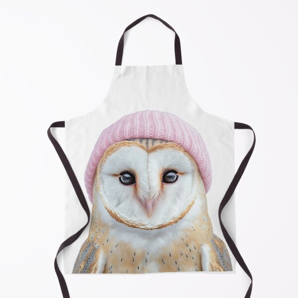 Item preview, Cozy Barn Owl Wearing Pink Winter Hat Trendy Animal Fashion Artwork designed and sold by LazyOwlStore.