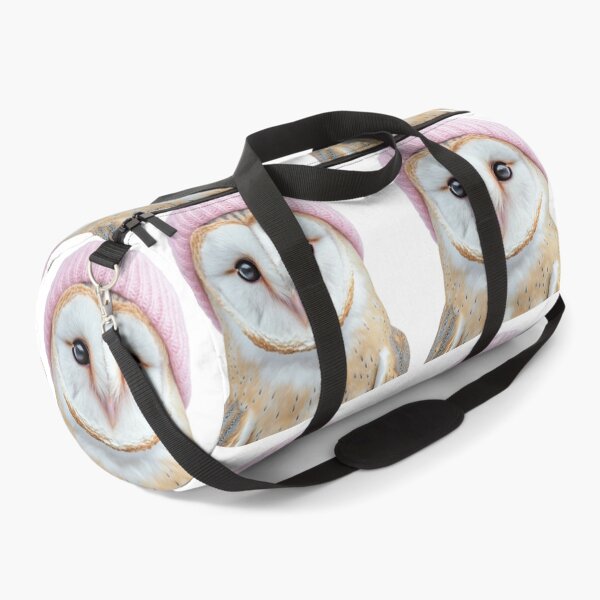 Item preview, Cozy Barn Owl Wearing Pink Winter Hat Trendy Animal Fashion Artwork designed and sold by LazyOwlStore.