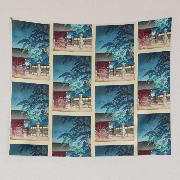 Item preview, Harusame Gokokuji (Spring Rain at Gokokuji Temple) by Hasui Kawase | Japanese Rain Poster | Japandi Nature Art designed and sold by artofuniverse.