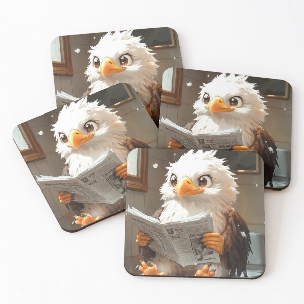 Item preview, Bald Eagle Sitting Toilet Newspaper Comedic Bathroom Scene Feathers Drop designed and sold by mildaclairmo.