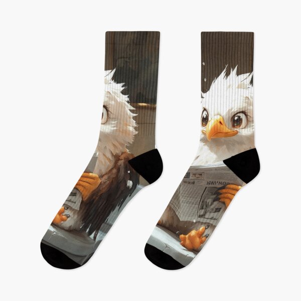 Item preview, Bald Eagle Sitting Toilet Newspaper Comedic Bathroom Scene Feathers Drop designed and sold by mildaclairmo.