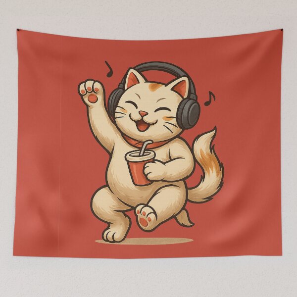 Item preview, Grooving Lucky Cat designed and sold by AleTot.