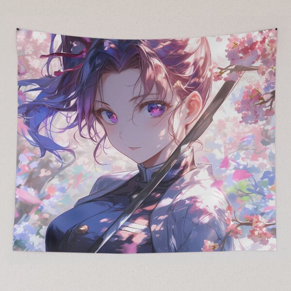 Item preview, Kanao Tsuyuri Demon Slayer Anime Girl Pink Sakura Spring Sword Gaze designed and sold by mildaclairmo.