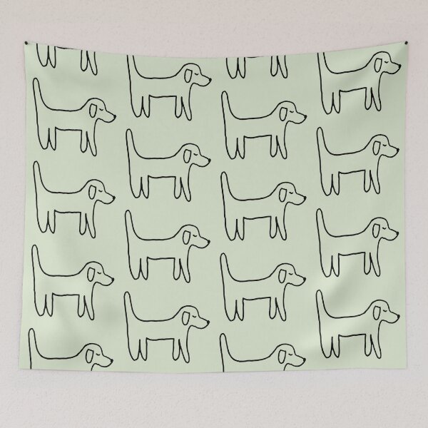 Item preview, Minimalist dog sketch on lime green designed and sold by Vision Illustrated.
