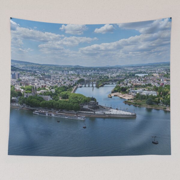 Item preview, Where Mosel Meets Rhein – Bird’s-Eye Over Deutsches Eck and City designed and sold by rawshutterbug.