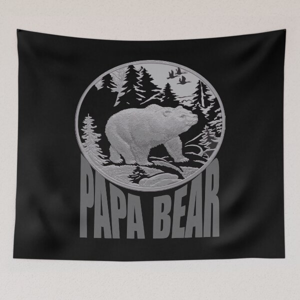 Item preview, Black and Grey Woodland Papa Bear designed and sold by taiche.