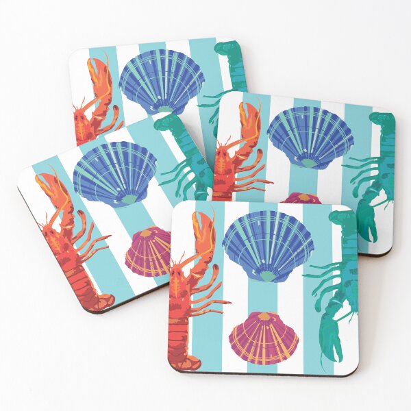 Item preview, Lobsters and Shells coastal pattern designed and sold by Sarah Marsh.