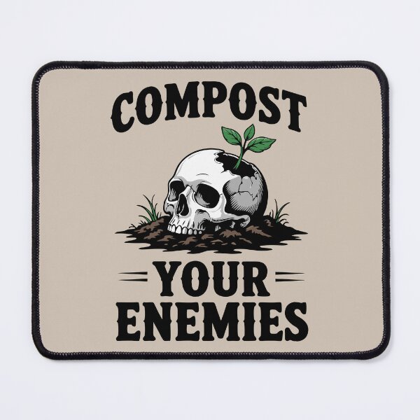 Item preview, Compost Your Enemies – Dark Garden Humor Skull designed and sold by pixelated_echoes.