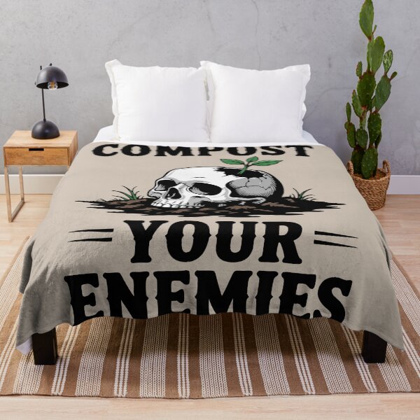 Item preview, Compost Your Enemies – Dark Garden Humor Skull designed and sold by pixelated_echoes.