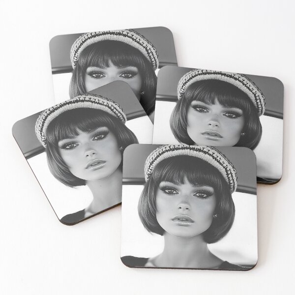 Item preview, Monochrome Portrait of a Stylish Woman with Bob Haircut and Hat designed and sold by daila70.