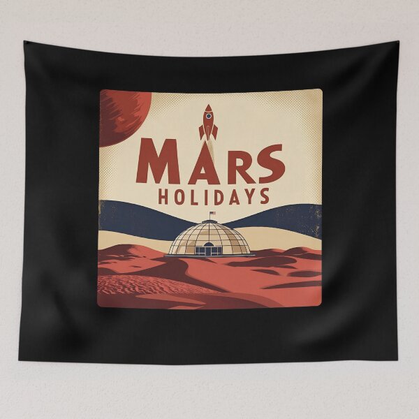 Item preview, Mars Holidays Retro Travel Poster designed and sold by ChicTrendz.
