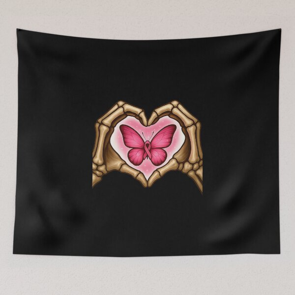 Item preview, Womens Breast Cancer Skeleton Hand Heart Butterfly Pink Ribbon designed and sold by MOHITSALVI.