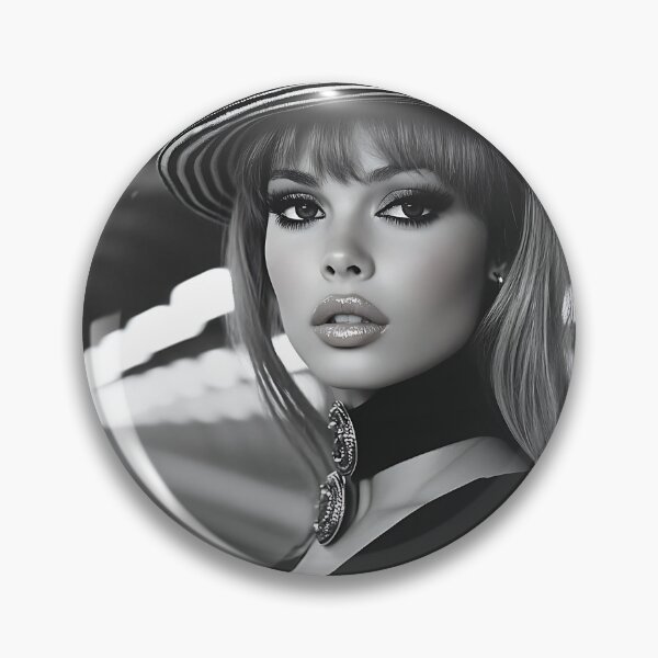 Item preview, Monochrome Portrait of a Stylish Woman with Striped Hat and Dramatic Makeup designed and sold by daila70.