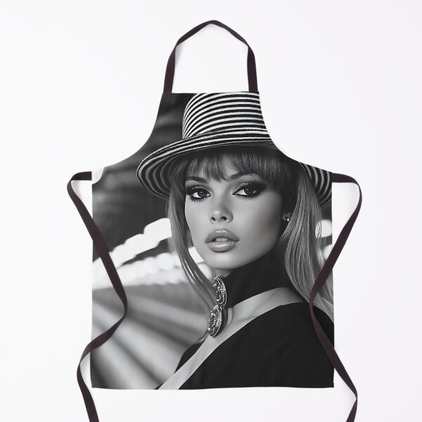 Item preview, Monochrome Portrait of a Stylish Woman with Striped Hat and Dramatic Makeup designed and sold by daila70.