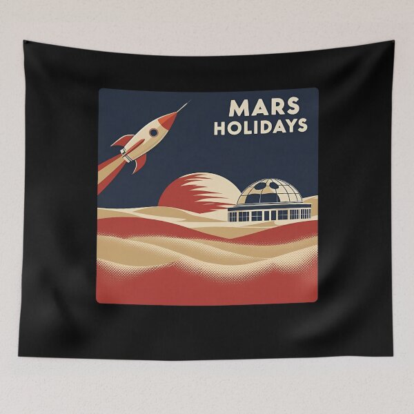 Item preview, Mars Holidays Retro Space Travel Poster designed and sold by ChicTrendz.