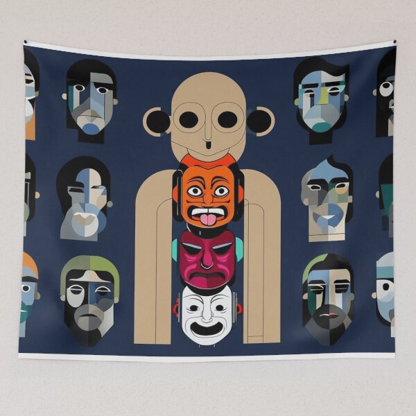 Item preview, "Echoes of Identity: A Fusion of Masks and Modern Faces" designed and sold by DiiStyle.