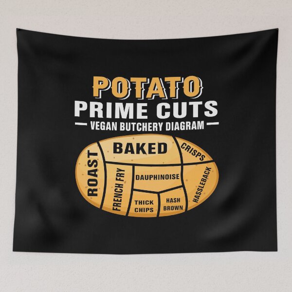 Item preview, Potato Prime Cuts Vegan Butchery Diagram Vegan Saying designed and sold by Faiza Styles.
