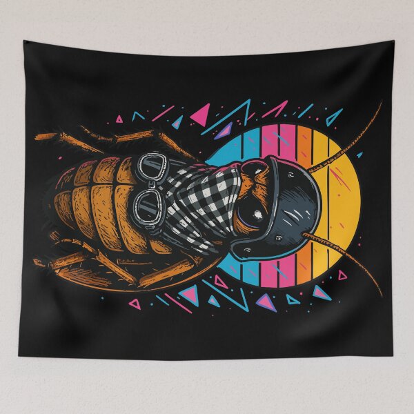 Item preview, Biker Bandit Cockroach Helmet Vaporwave Retro designed and sold by TomFrontierArt.