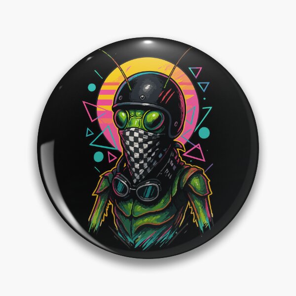 Item preview, Biker Bandit Mantis Helmet Vaporwave Retro designed and sold by TomFrontierArt.