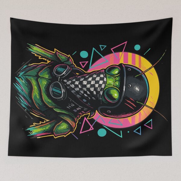 Item preview, Biker Bandit Mantis Helmet Vaporwave Retro designed and sold by TomFrontierArt.