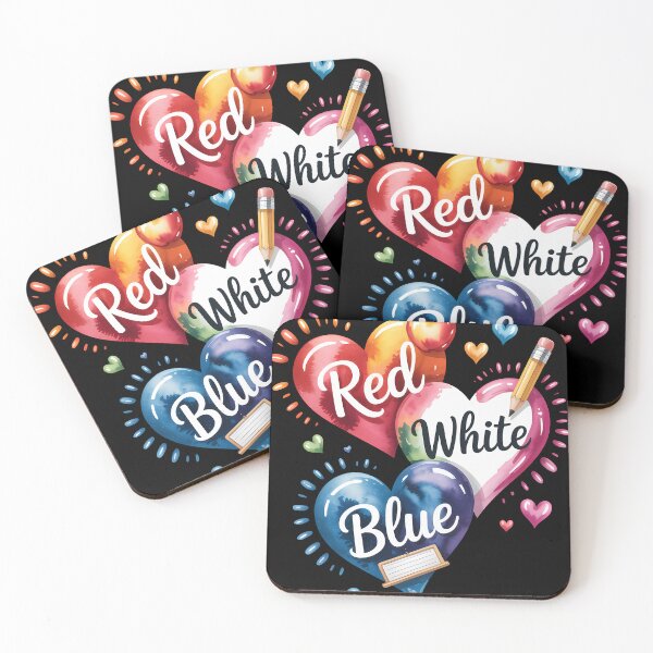 Item preview, Red White Blue Heart Teacher Patriotic American Flag Watercolor designed and sold by someraargelia.