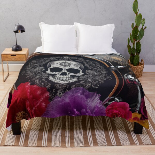 Item preview, Santa Muerte Drum Kit with Neon Velvet Flowers – Gothic Festival Art designed and sold by ArtiQreate.