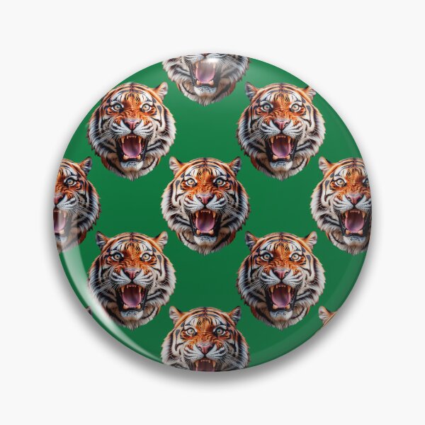 Item preview, Tiger Head Pattern On Green Background  designed and sold by PatternTitan.