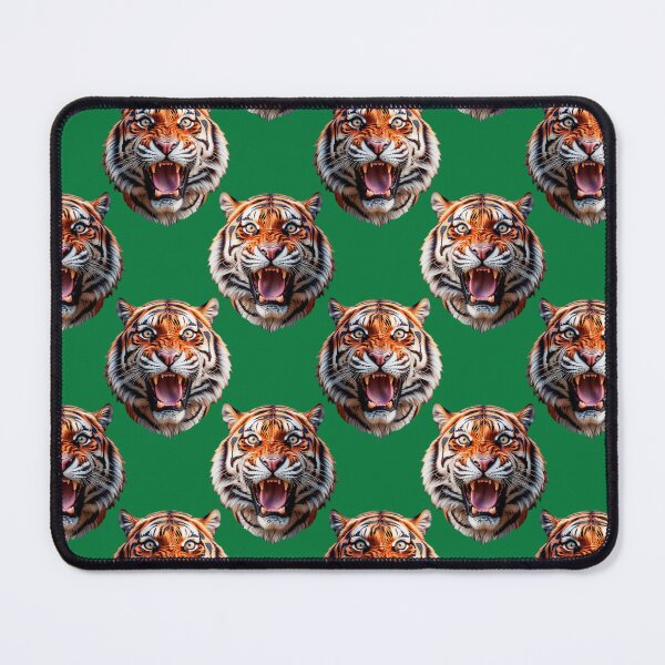 Item preview, Tiger Head Pattern On Green Background designed and sold by PatternTitan.
