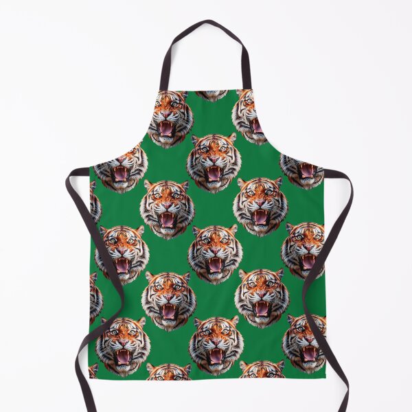 Item preview, Tiger Head Pattern On Green Background designed and sold by PatternTitan.