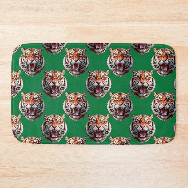 Item preview, Tiger Head Pattern On Green Background  designed and sold by PatternTitan.