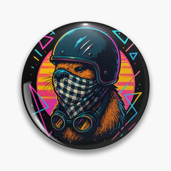 Artikelvorschau, Biker Biber Bandit Helm Vaporwave Retro entworfen und verkauft von TomFrontierArt.
