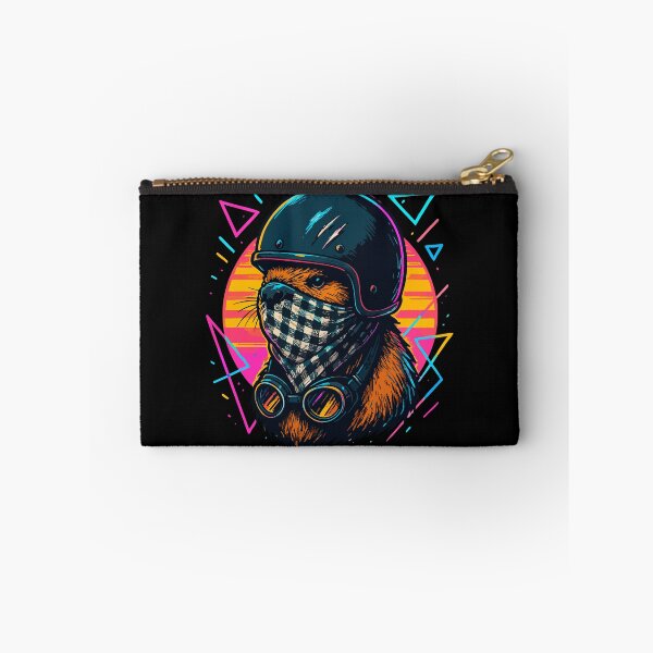 Artikelvorschau, Biker Biber Bandit Helm Vaporwave Retro entworfen und verkauft von TomFrontierArt.