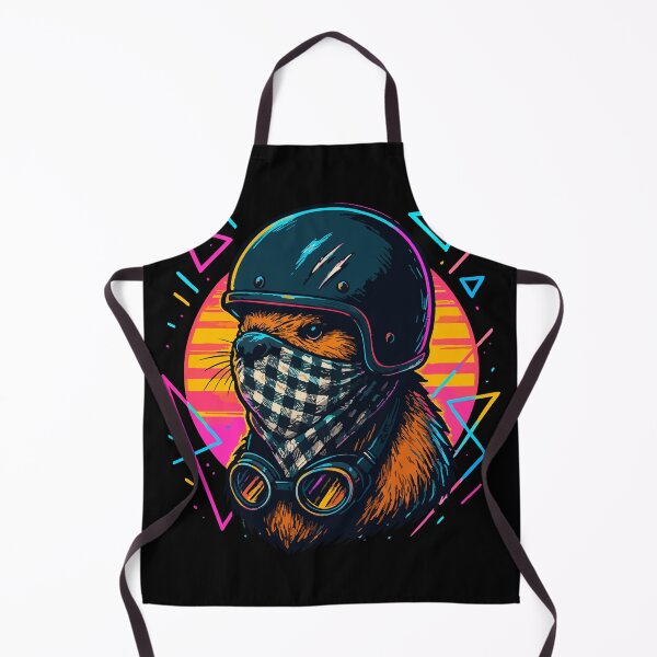 Artikelvorschau, Biker Biber Bandit Helm Vaporwave Retro entworfen und verkauft von TomFrontierArt.