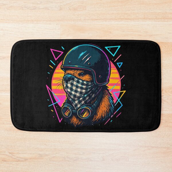 Artikelvorschau, Biker Biber Bandit Helm Vaporwave Retro entworfen und verkauft von TomFrontierArt.