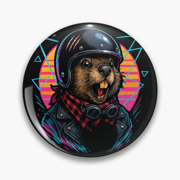 Artikelvorschau, Biker Biber Helm Vaporwave Retro entworfen und verkauft von TomFrontierArt.