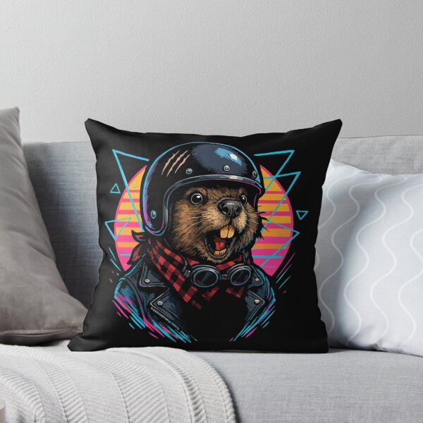 Item preview, Biker Beaver Helmet Vaporwave Retro designed and sold by TomFrontierArt.