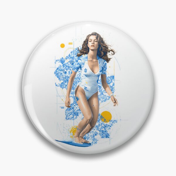 Item preview, modern graphic composition featuring a brunette woman surfer in dynamic motion designed and sold by wonderisland.