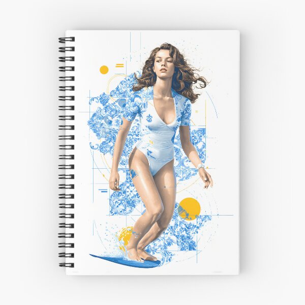 Item preview, modern graphic composition featuring a brunette woman surfer in dynamic motion designed and sold by wonderisland.