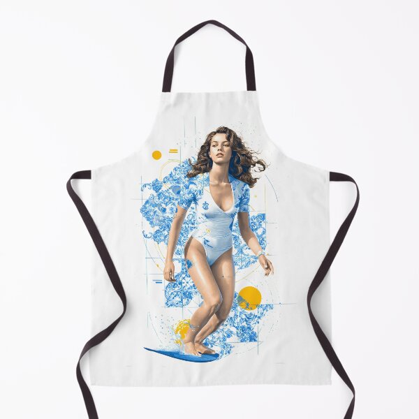 Item preview, modern graphic composition featuring a brunette woman surfer in dynamic motion designed and sold by wonderisland.