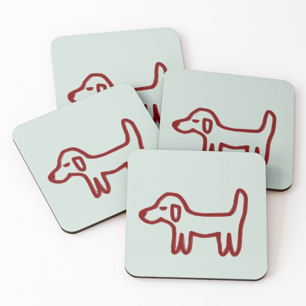 Item preview, Minimal Dog with reddish-brown outline on mint grey – Reduced line dog designed and sold by Vision Illustrated.