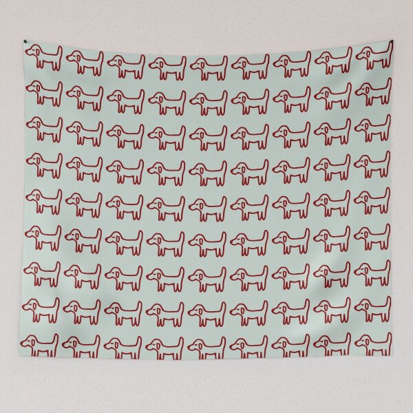 Item preview, Minimal Dog with reddish-brown outline on mint grey – Reduced line dog designed and sold by Vision Illustrated.