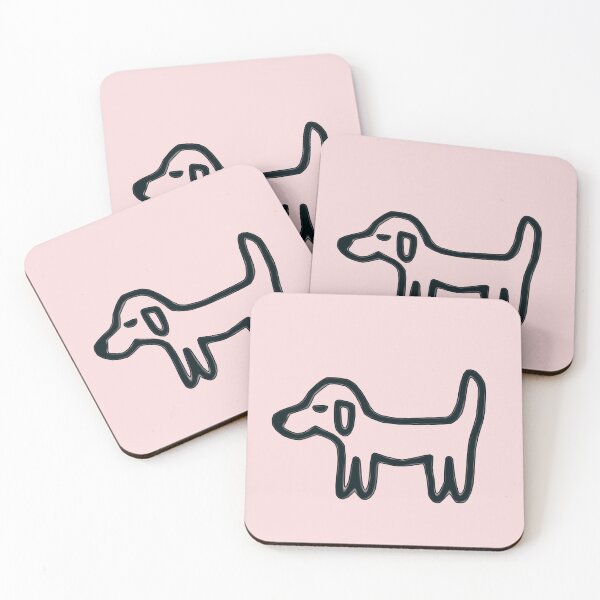 Item preview, Minimal Dog with dark blue outline on light pink – Reduced line dog designed and sold by Vision Illustrated.