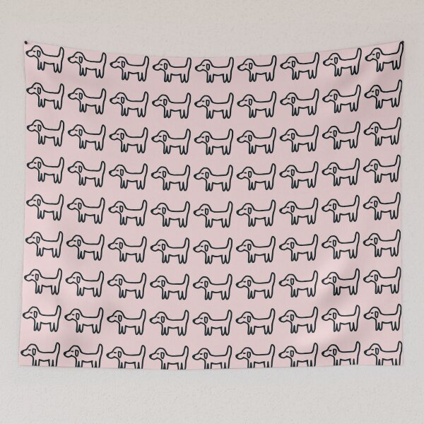 Item preview, Minimal Dog with dark blue outline on light pink – Reduced line dog designed and sold by Vision Illustrated.