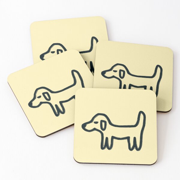 Item preview, Minimal Dog with dark blue outline on bright sunny yellow – Reduced line dog designed and sold by Vision Illustrated.
