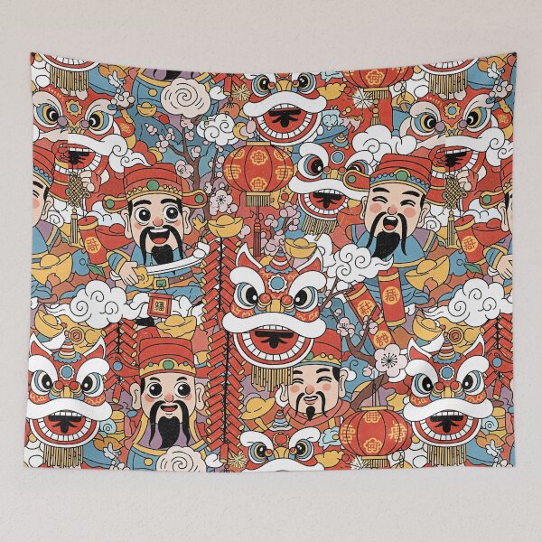 Item preview, Festive CNY Lion Dance Pattern designed and sold by tretyakov.